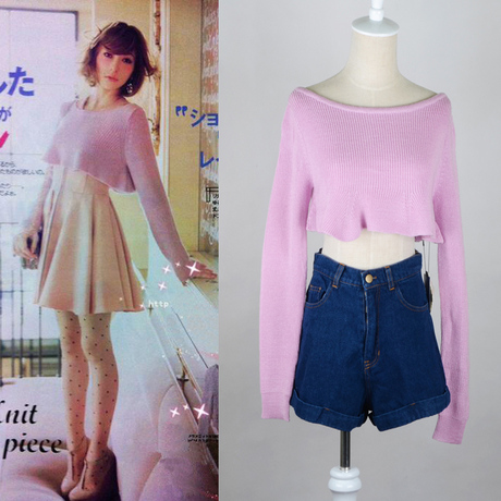 日本原单snidel同<em>款超短</em>荷叶衣摆针织衫露肚脐