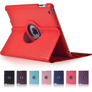  360旋转苹果 new ipad4/3/2 保护套 真皮质感皮套 超薄带休眠外壳