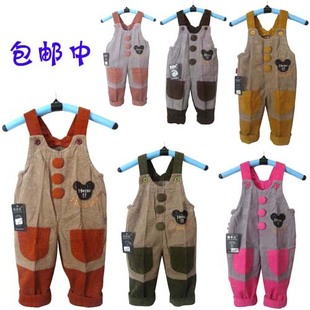  包邮 童装灯芯绒儿童背带裤 男女宝宝冬套棉裤罩裤条绒裤可开档
