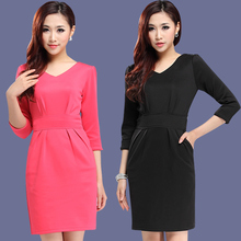 2012春装<span class=H>新款</span>春秋<span class=H>冬装</span>连衣裙韩版V领女修身中袖七分袖打底裙夏季