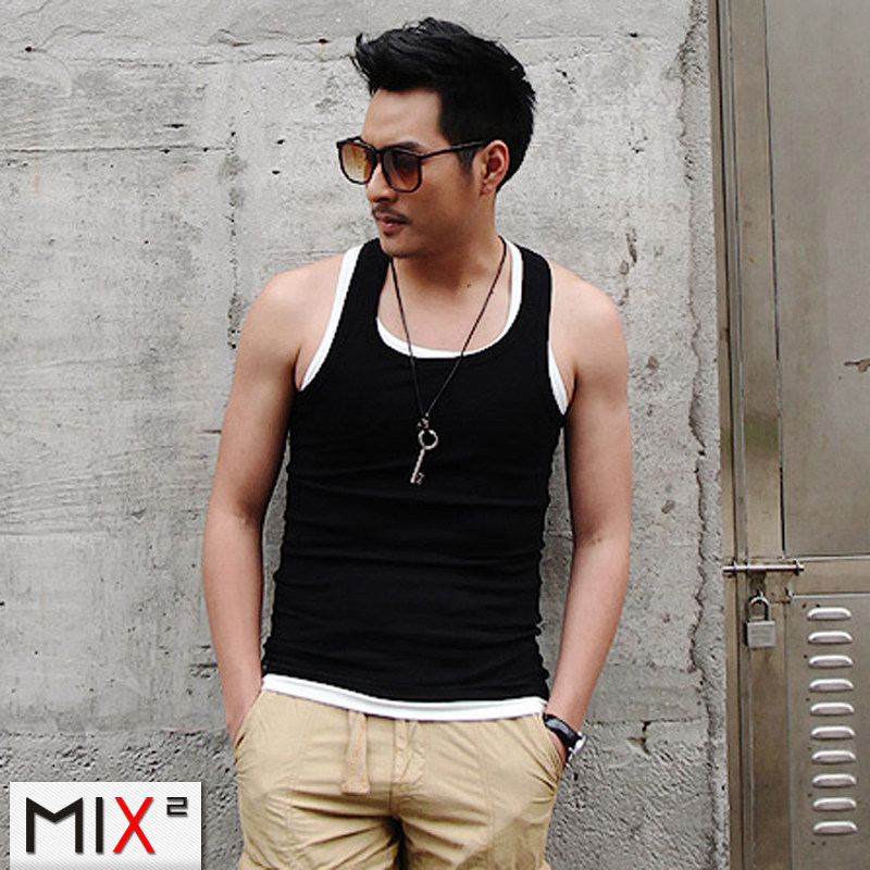 MIX2 新品夏季男装修身潮流汗背心紧身背心打底背心 男 L22T100<span class=H>C1</span>