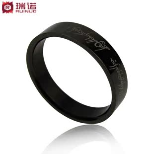  瑞诺 韩版饰品 钛钢戒指男士 黑魔戒 刻字 韩版男戒尾戒 时尚指环