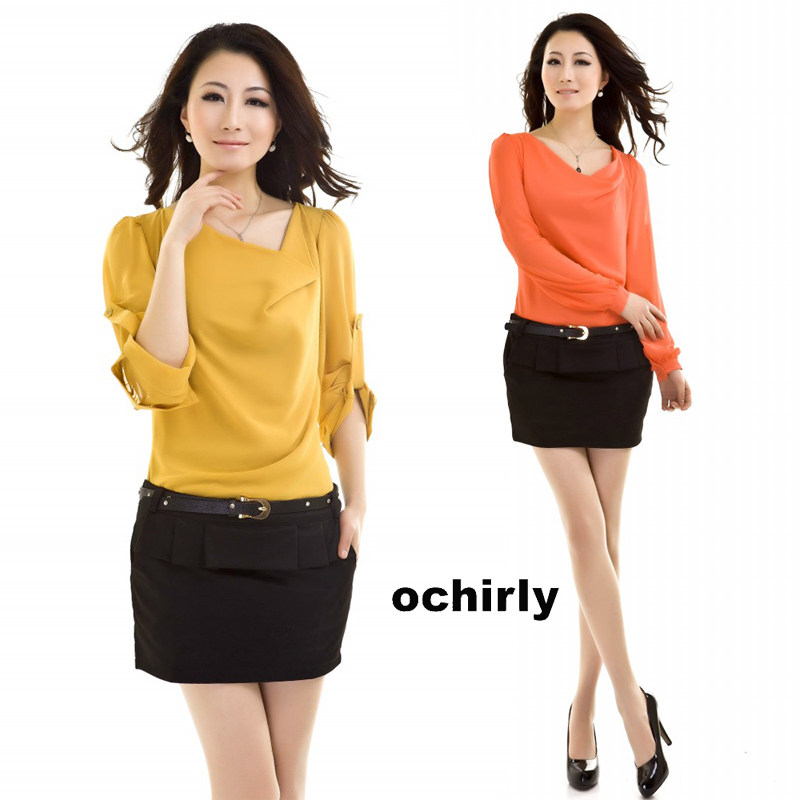 2012春款Ochirly/<span class=H>欧时力</span> 专柜正品代购 长袖女士雪纺连衣裙 新款