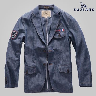 七匹狼男装SWJEANS休闲西装 正品春秋断码