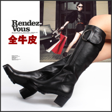 Kiss Cat接吻猫 正品 靴子 2011秋冬新款 牛皮高筒靴 真皮女式靴
