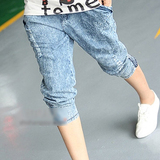 正品代购<span class=H>时尚起义</span>●2010夏 女装休闲嘻哈风中裤牛仔裤～P33191