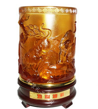 Recuerdos de negocios para la decoración de la oficina regalos suministros cinco Tigre * * cinco Fu Ying Cheung promociones de cristal titular pluma