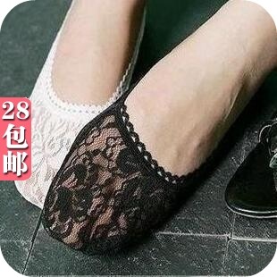 2916单鞋必备 蕾丝花边隐形船袜/女短袜 多色脚板袜子21G