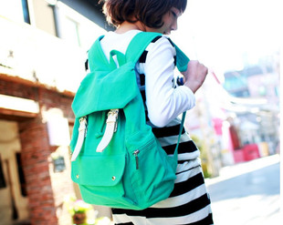  安丽雅 学院风韩版女式双肩包 帆布学生包背包书包 4色入