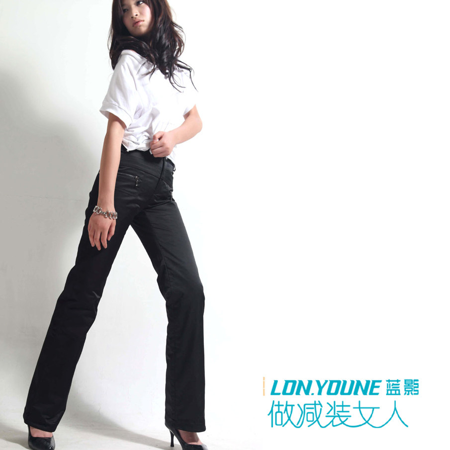 蓝影专柜正品牌2010冬装清仓修身大码直筒羽绒裤女外穿特价3909