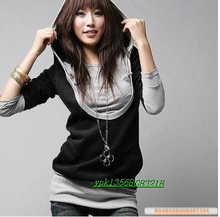 2010秋冬新品韩版女装特价热卖 时尚长袖休闲假两件套连帽卫衣