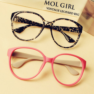 大黑圆框复古阿拉蕾眼镜框...