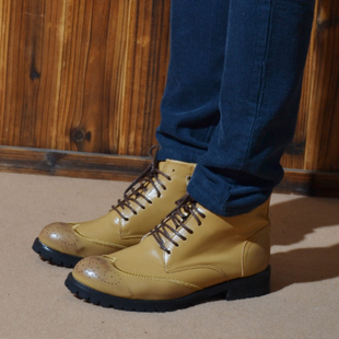  冬季新款 潮流时尚英伦风 复古潮靴子韩版休闲高帮鞋皮军靴 男士