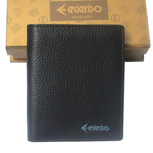 Edenbo 爱登堡钱夹 钱包 男 二折票夹 竖款 黑色 牛皮 6100133-2