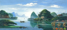 桂林山水画 客厅装饰画 办公室装饰画 手绘油画 壁画 现货 x00006