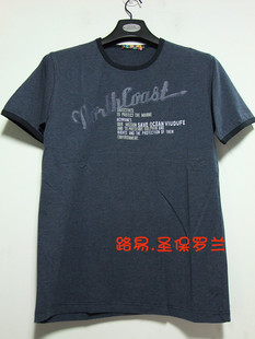 品牌特价 圣保罗兰男装蓝黑横条纹圆领T恤145