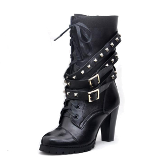 Full-leather rivet in Europe and in Hong Kong with bare-Martin boots, boots leather high heel short boots motorcycle boots women-season clearance