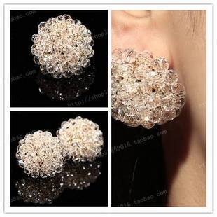  两件包邮手工缠绕 欧美时尚首饰女水晶串珠 奢华晚宴耳钉耳环耳饰
