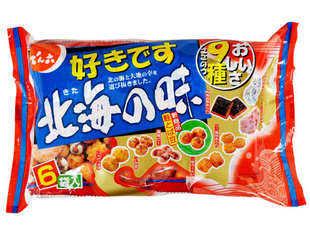  E5 日本进口零食 天六北海之味杂锦豆果子 米饼 9味入 膨化122g