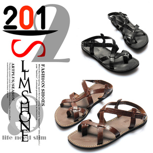  包邮 夏新款真皮男式套趾凉皮鞋 休闲凉拖 韩版沙滩皮凉鞋