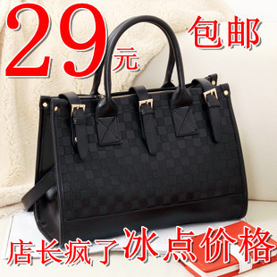  花心小铺-秋冬新款欧美大包韩版菱格纹斜挎手提女包包潮-L044