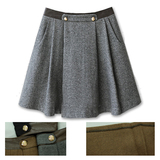 【<span class=H>皇冠</span>】832 2011 冬装韩版小折扣子口袋毛呢<span class=H>半身</span><span class=H>裙</span>中<span class=H>裙</span>