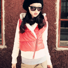 as安都2011冬甜美撞色斜拉设计大翻领棉服 9158207