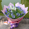 蓝色妖姬蓝玫瑰11朵白百合(白百合)上海鲜花速递虹口送花内环内