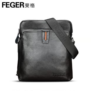  FEGER/斐格 特惠 牛皮背包 男士斜挎包休闲单肩包 男包 正品包包