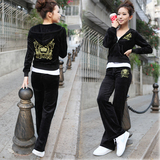 2012春装新款 天鹅绒套装 韩版皇冠字母刺绣休闲运动服女式卫衣
