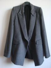 2012细节新品出口韩国原单S品牌女装修身深灰色羊绒西装西服外套