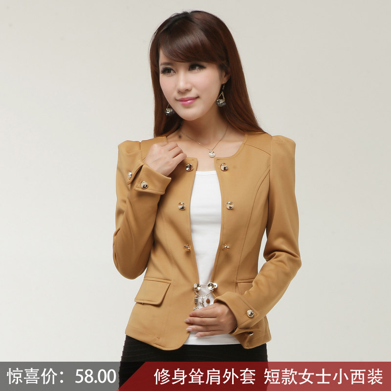 2012春装新款女装高品质女装韩版修身耸肩外套短款<span class=H>女士</span><span class=H>小</span><span class=H>西装</span>女