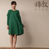 『棉叙』第1058页 北京 中式蝴蝶盘扣 连衣裙 长袖