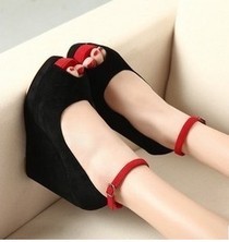2012秋季新款女鞋韩版个性鱼嘴鞋坡跟鞋高跟女式鞋单鞋性感夜店鞋