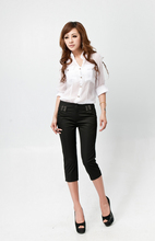 2013 Genuine Kay Sanskrit new summer women's fashion boots, pants OL fashion pant black shiny brocade 813