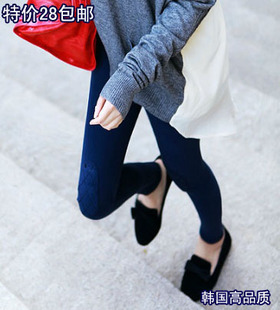  1212秋冬 韩国刺绣小猫打底裤 女 冬季加厚 显瘦 补丁 大码 包邮