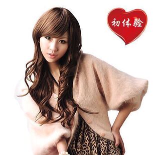 美元素时尚假发 10初体验 气质 斜刘海 长 卷发 假发 lc029-m830