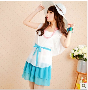 夏季<em>少女</em>闺蜜<em>姐妹装</em>甜美学生青年衣服假2件套
