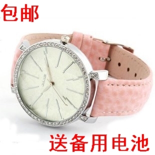  包邮聚利时正品女式腕表 复古手表 女表 简约真皮带水钻表 大表盘