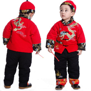  冬装 男童唐装棉衣套装 龙年大吉 儿童唐装礼服棉服新年转三件套