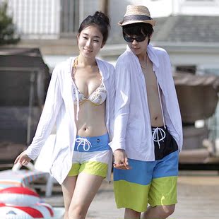  韩版情侣沙滩防晒衣服透明薄短外套长袖空调开衫女正品大