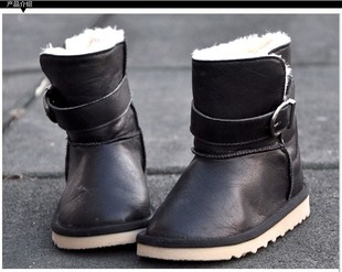  小贝潮品12冬靴子男女童雪地靴短筒搭扣儿童棉靴低筒韩版男童短靴