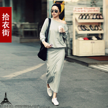 春装清仓 套装女 韩版女时尚 套头卫衣大码休闲运动长裙套装