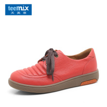 Teenmix天美意 2011秋新品 绑带软牛皮 休闲鞋 平跟女单鞋CTR27D