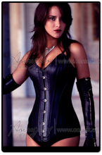 Annzley品牌束腰corset真牛皮带肩带全胸束身衣A468034哥特式