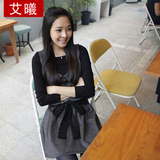 艾曦2012春装新款韩版女装大码显瘦款公主蝴蝶结背心裙打底连衣裙