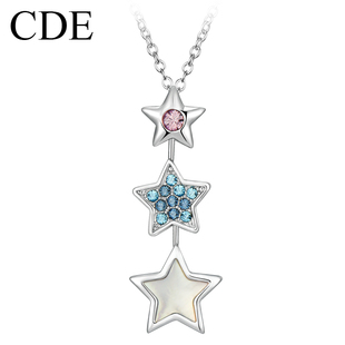  CDE饰品 采用施华洛世奇元素水晶项链 幸运星星锁骨链 星座项链女