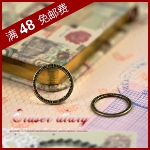  DIY饰品材料配件 手工串珠 青铜色 复古 小刻字圆圈 挂饰