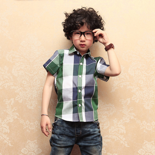  儿童节 童装男童夏装新款中大儿童短袖衬衫男童衬衣