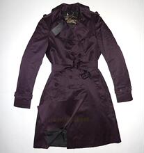 淘宝网美代现货正品小票burbery/巴宝利 紫茄色经典英式女长风衣5折价